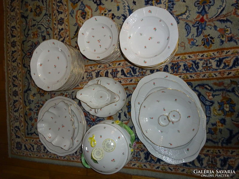 Herend porcelain, antique, 12 grains. Petit fleurs héderváry patterned tableware. It flies for free. He has.