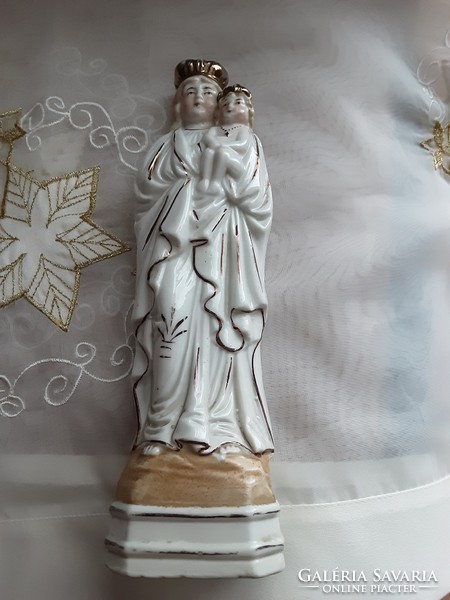 Antique, 1920s, 20 cm hand-painted porcelain statue of Mary with her child