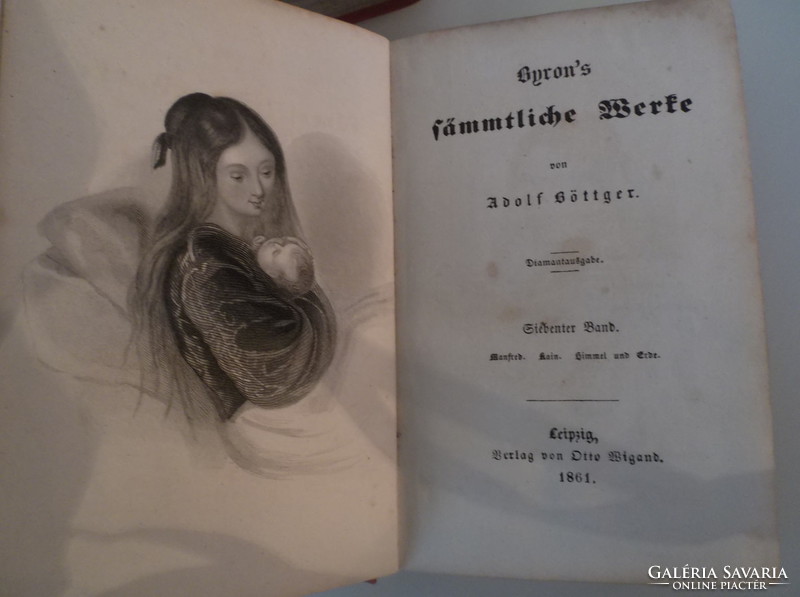 Book -1861 - 2 volumes - byron - German 7 - 9 volumes - 10 - 12 volumes in one - 14 x 9.5 cm