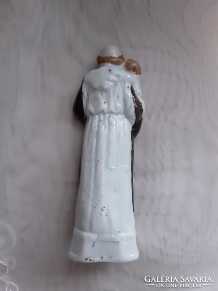 Antik 10 cm es, kézzel festett porcelán Szent Antal szobor