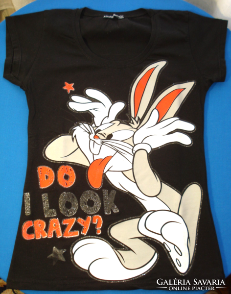 Fekete, nyuszis (Bugs Bunny) női póló (S méret)