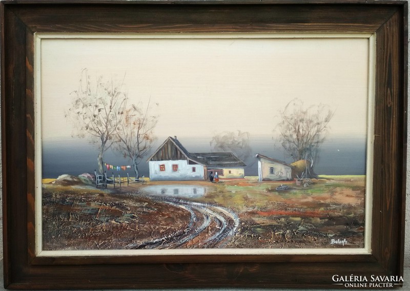 Landscape with homestead painting with balogh sign