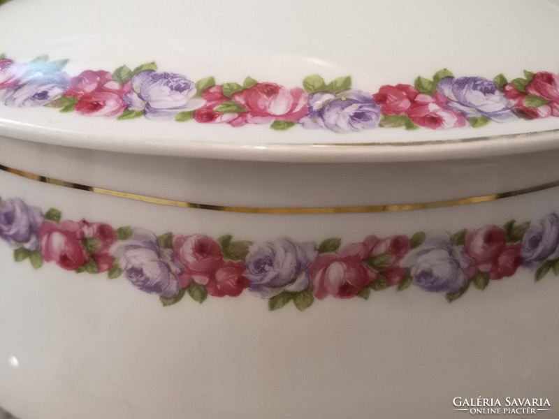Old rosy porcelain soup plate