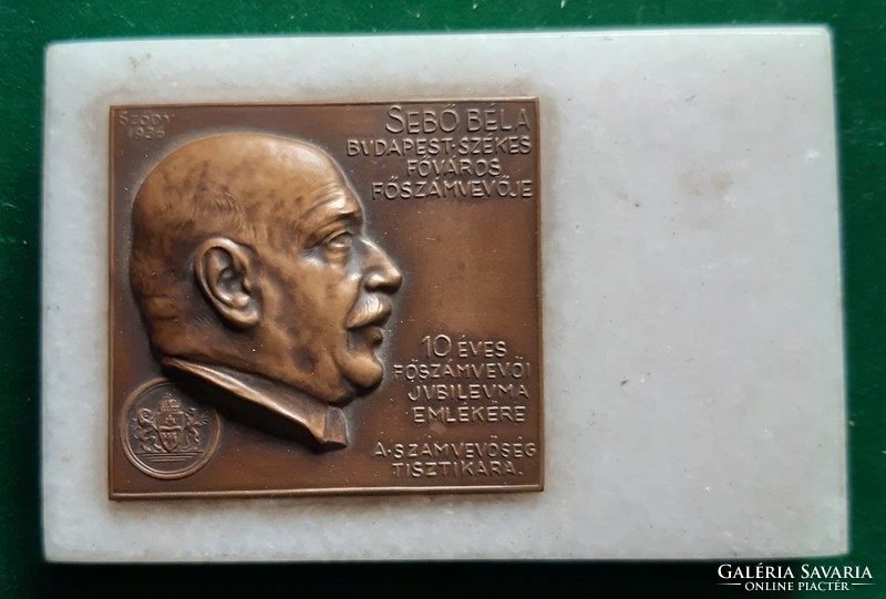 Sződy solid: bronze plaque of Béla Sebő on a marble slab, 1936.