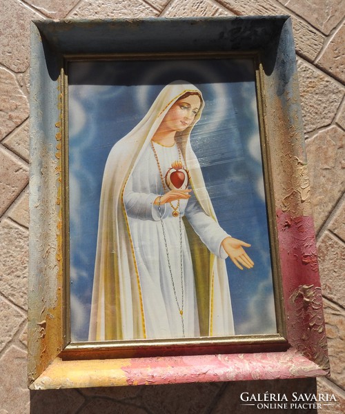 Szűz Mária a szentlélekkel - kegykép érdekes keretben