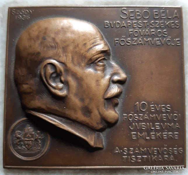 Sződy Szilárd: Sebő Béla bronz plakett márvány lapon, 1936.