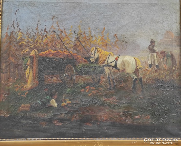 Very nice harvest painting, carpentry Augustine, neograde, there Zoltán atmosphere in style but