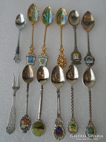 A collection of 12 gilded and silver-plated teaspoons
