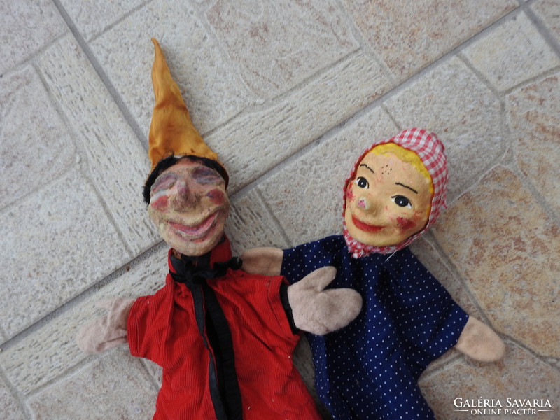 Pair of antique papier-mâché head puppets