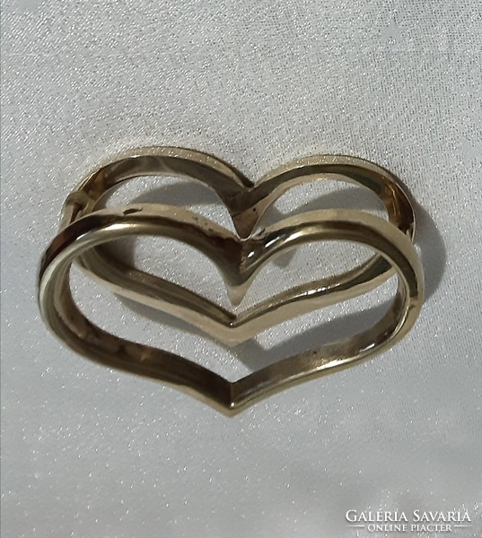 Antik réz,sárgaréz szív alakú, különleges, egyedi szalvétatartó, levéltartó, tömör, dekoratív