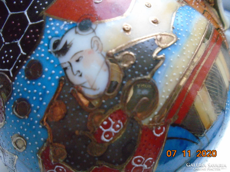 Antik Kézzel festett,gazdagon aranyozott Meidzsi Satsuma Kyoto Moriage cukortartó