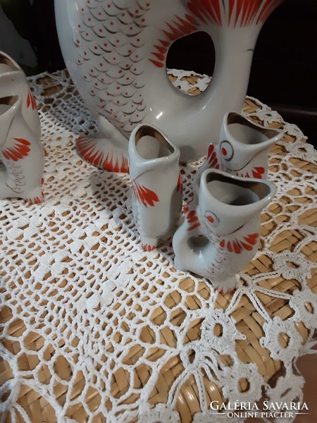 Russian art deco gilt porcelain drink set, marked, original 7pcs, flawless, showcase quality