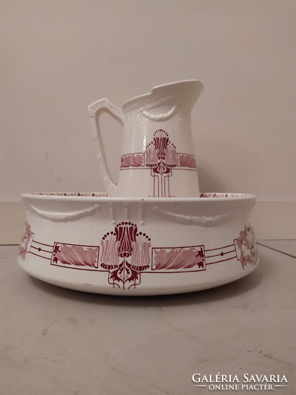 Antique porcelain bathroom sink set, basin jug, art nouveau art nouveau, soap holder 3376