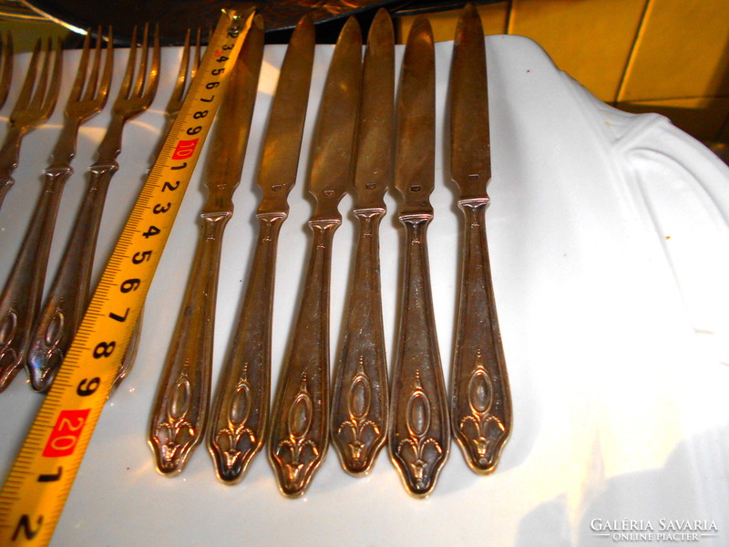 12 pcs antique marked alpaca fruit for consumption cutlery -6 knives + 6 forks