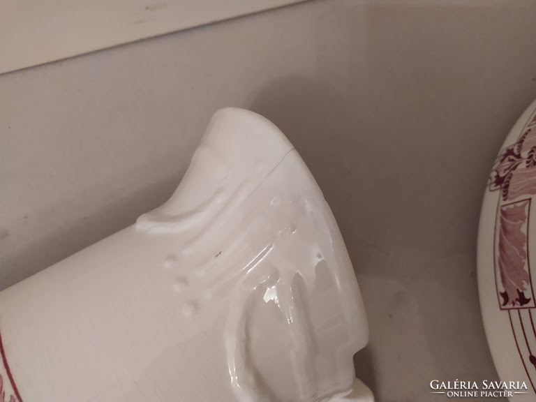 Antique porcelain bathroom sink set, basin jug, art nouveau art nouveau, soap holder 3376