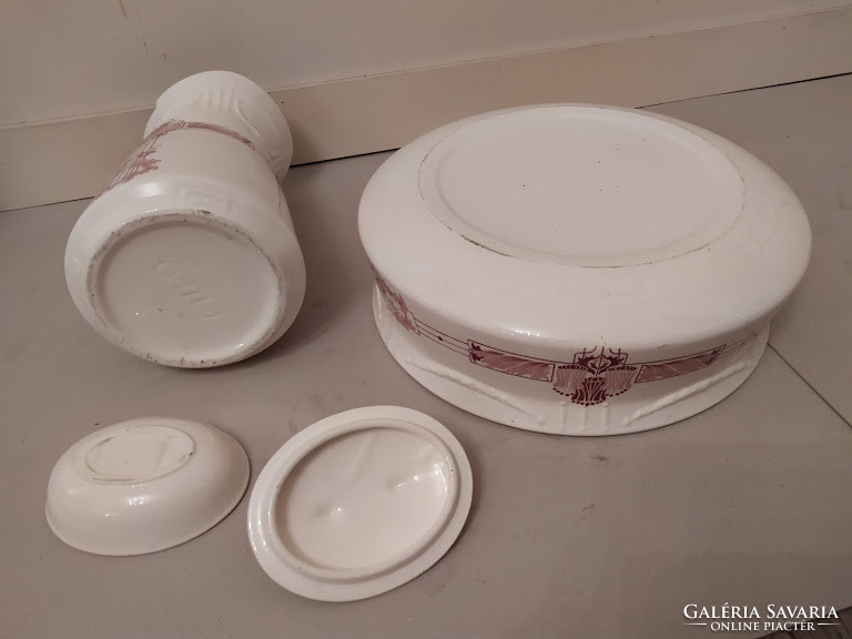 Antik porcelán fürdőszoba mosdó készlet lavór kancsó jugendstil szecesszió szappan tartó 3376
