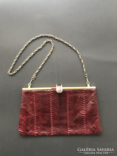 Art deco Jane Shilton london genuine snakeskin burgundy bag