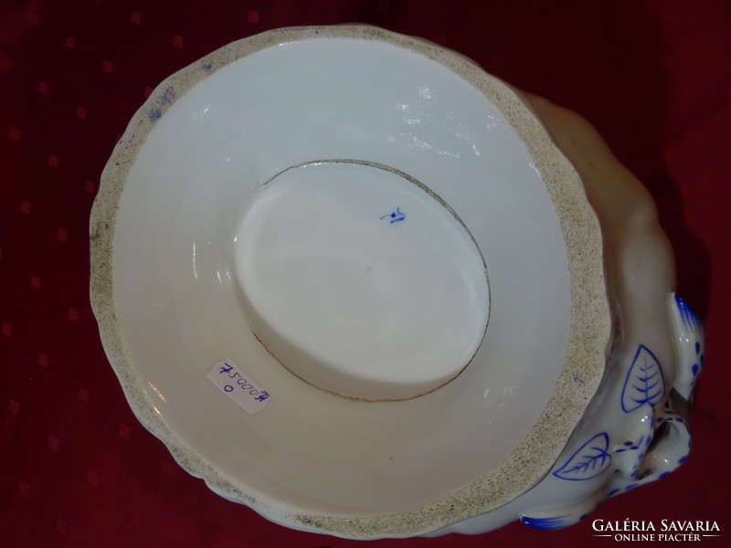 Czech / German porcelain antique soup bowl, large size. Stem with blue ears and colorful flowers. He has!