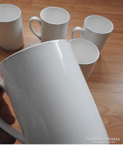 Silver-striped white marked tmb cocoa mug set _ 6 pcs