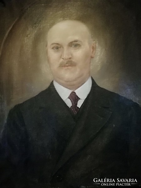 Antik férfi olaj vászon portré festmény 55cm X 67 cm