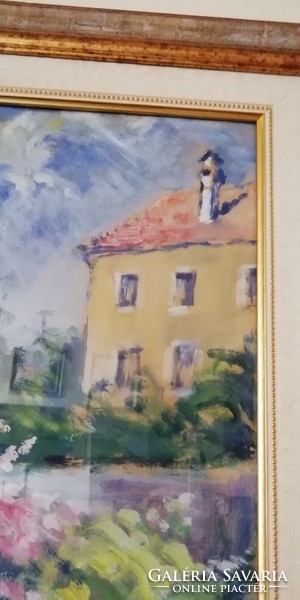 Schadl János " Tavaszi virágzás" festmény, olaj - karton