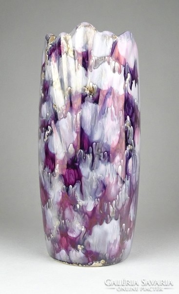 1B128 Régi art deco lila irizáló kerámia váza 22 cm