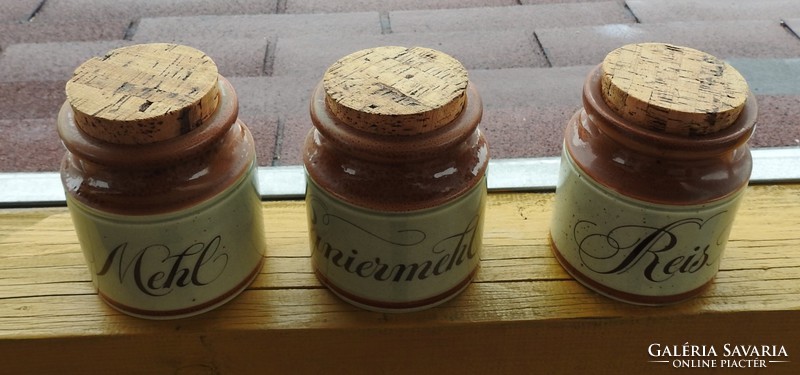 Schramberg set _ flour _ rice _ breadcrumb holding ceramic jar set with cork stopper