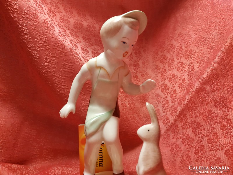 Aquincum hand painted porcelain nipple with little boy rabbit