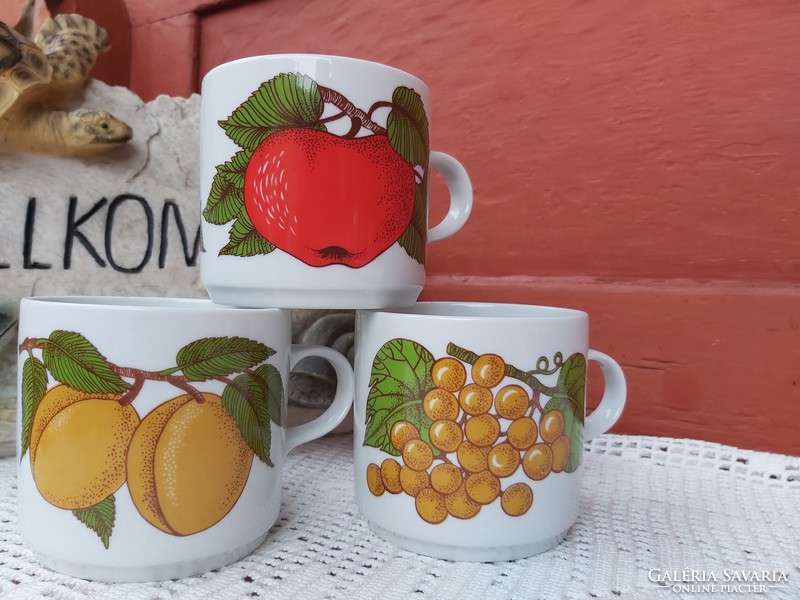 Great Plain porcelain mug with apricot, grape apple orchard, collector's nostalgia piece