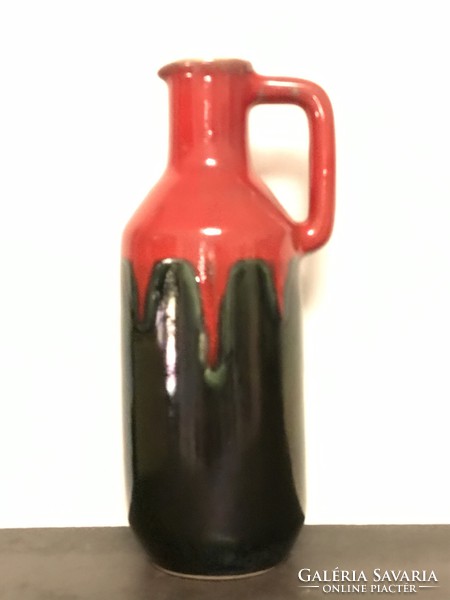 Retro kerámia váza folyatott mázzal, 25 cm