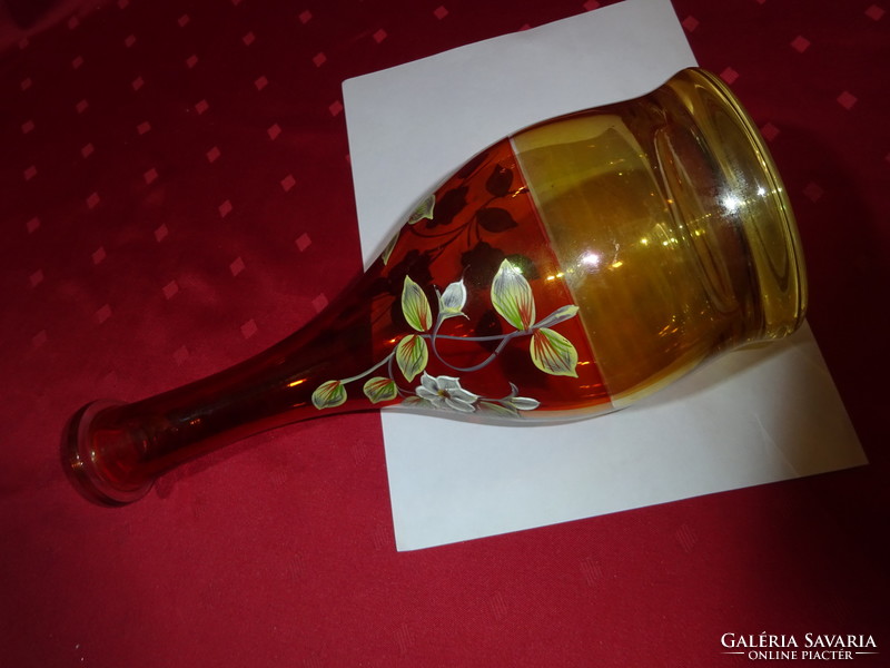 Hand-painted, sparkling flower-patterned liter bottle, decanter, height 31 cm vanneki! Jókai.