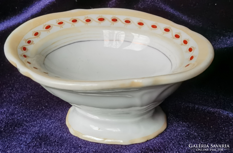 Antique Biedermeier porcelain pedestal table spice holder