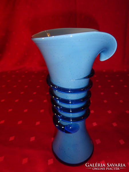Kék üveg váza, különleges forma, magassága 20 cm. Vanneki!