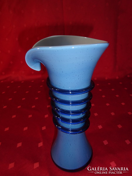 Kék üveg váza, különleges forma, magassága 20 cm. Vanneki!