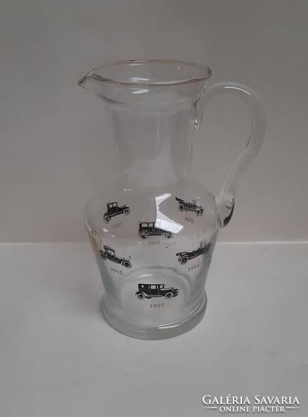 4257 - Rare glass jug with general motors logo and pictures of their cars - collectible piece