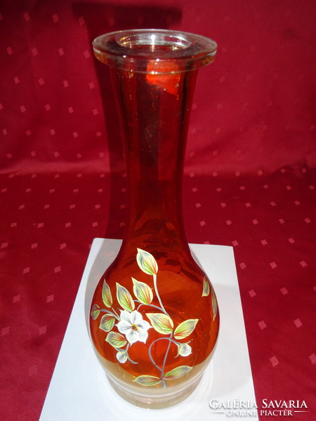 Hand-painted, sparkling flower-patterned liter bottle, decanter, height 31 cm vanneki! Jókai.