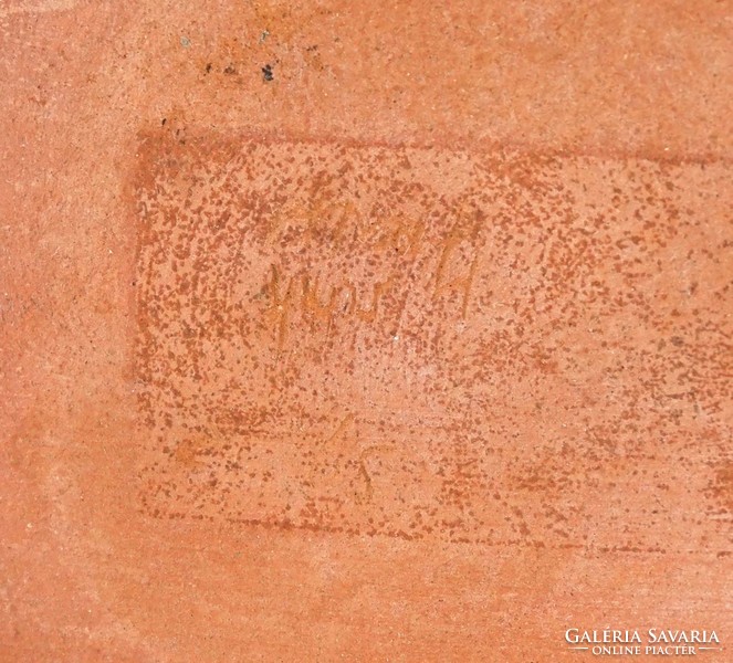 1D191 Jelzett fejkendős szőke kerámia menyecske figura 13 cm