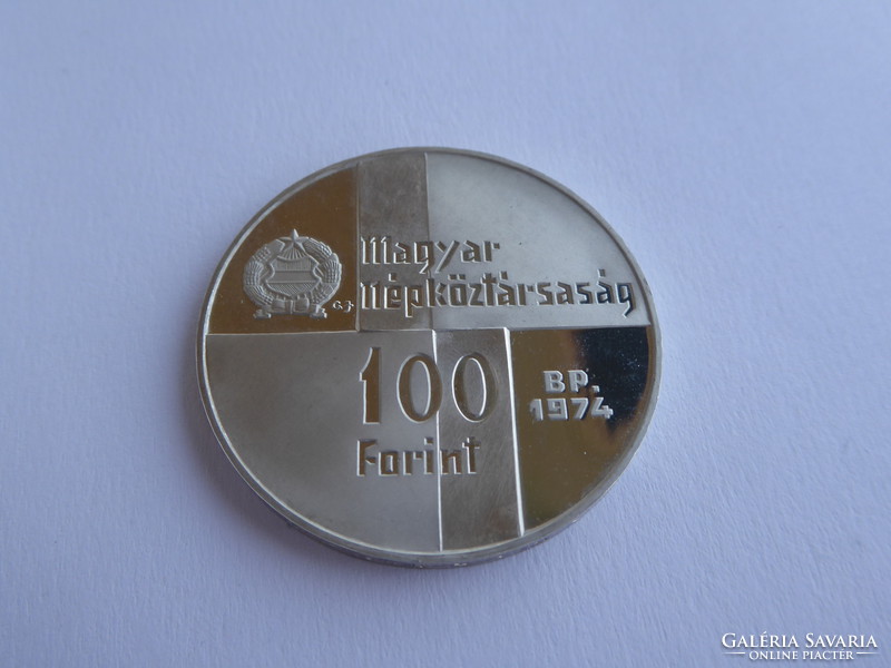 1974 Magyar Nemzeti Bank 100 Ft-os, ezüst emlékérme, 640-es tisztaság, 38 gr