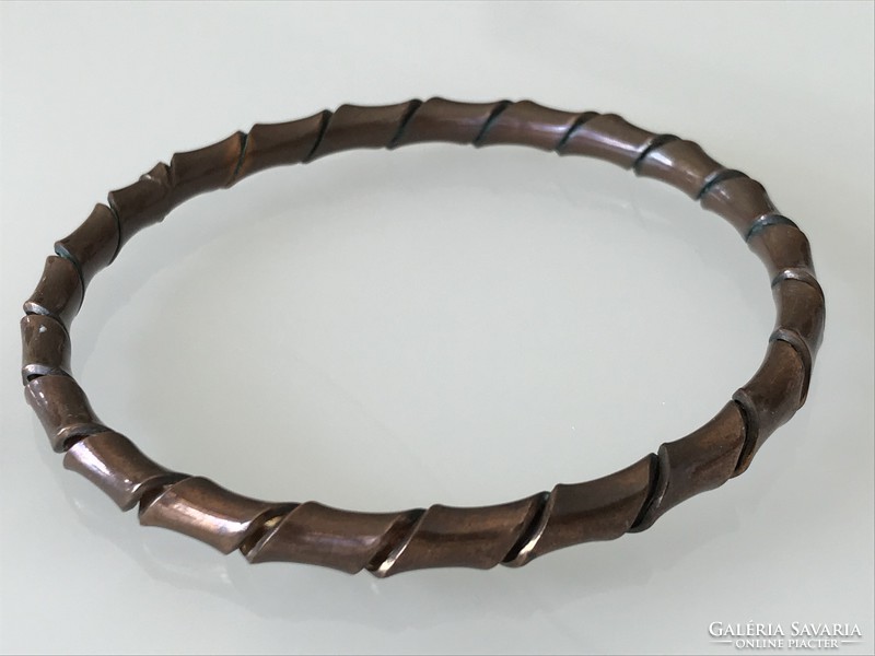 Retro twisted bronze bracelet, 6.5 cm inner diameter