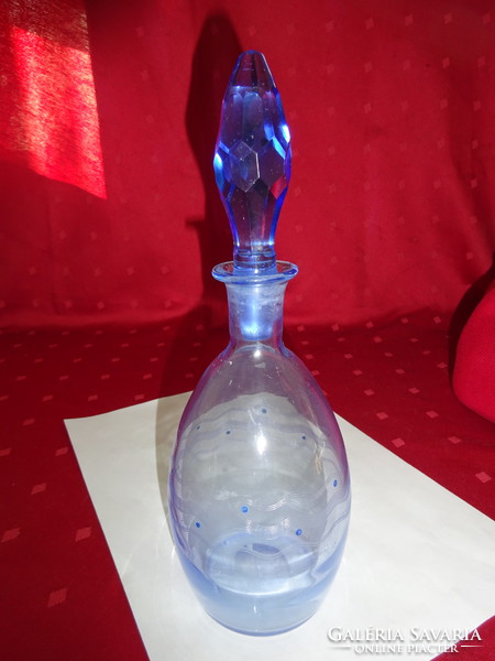 Antique blue liqueur bottle with polished stopper, height 25 cm. He has! Jókai.