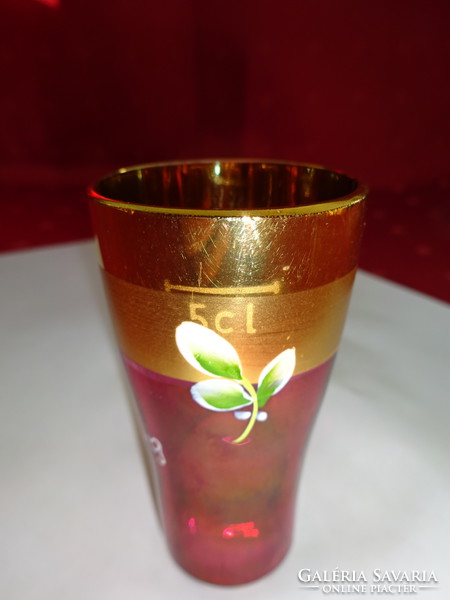 Piros üveg, kézzel festett csizma, arany szegélyes, magassága 8 cm, Salzburg felirattal. Vanneki!