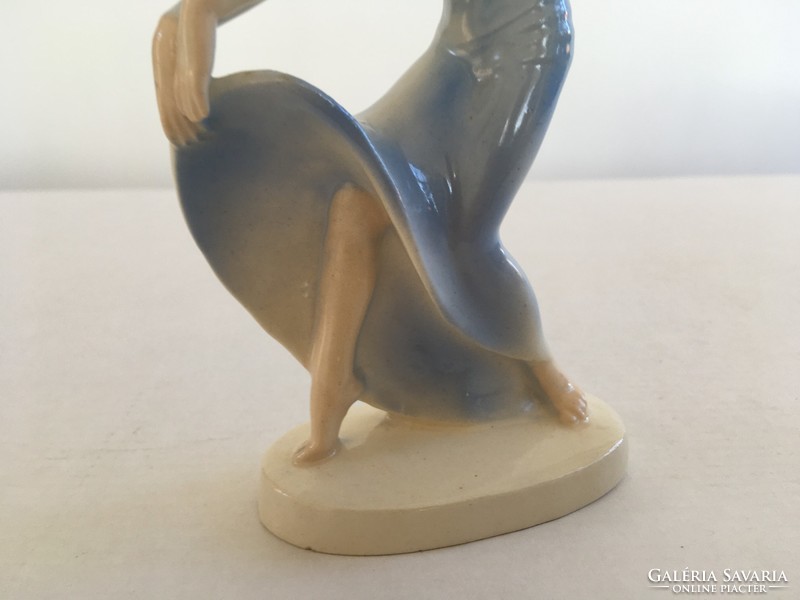 Antik, régi Sitzendorf art deco női szobor, figura, táncosnő