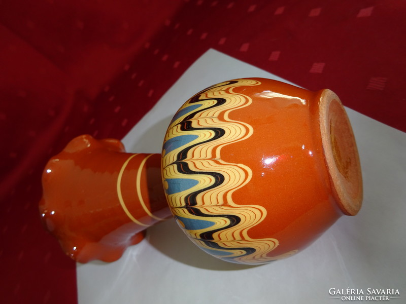 Bulgarian glazed ceramic vase, height 14.5 cm. He has!