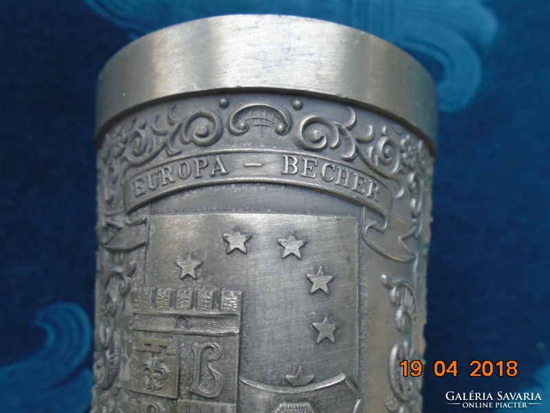 95% pewter beer cup stuttgart with hand engraved coats of arms
