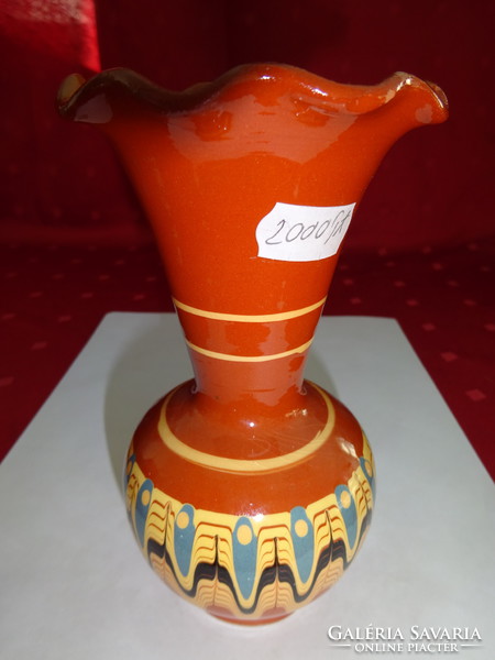 Bolgár mázas kerámia váza, magassága 14,5 cm. Vanneki!