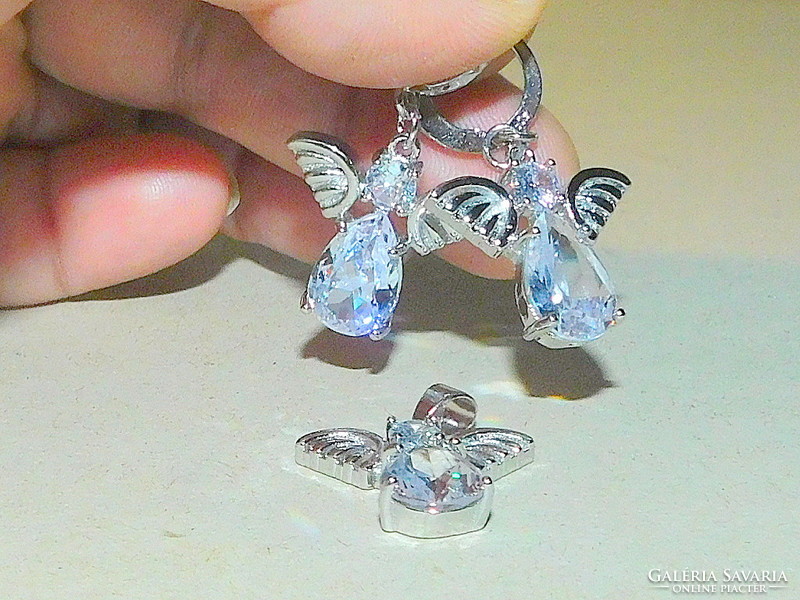 Winged angel crystal stone jewelry set