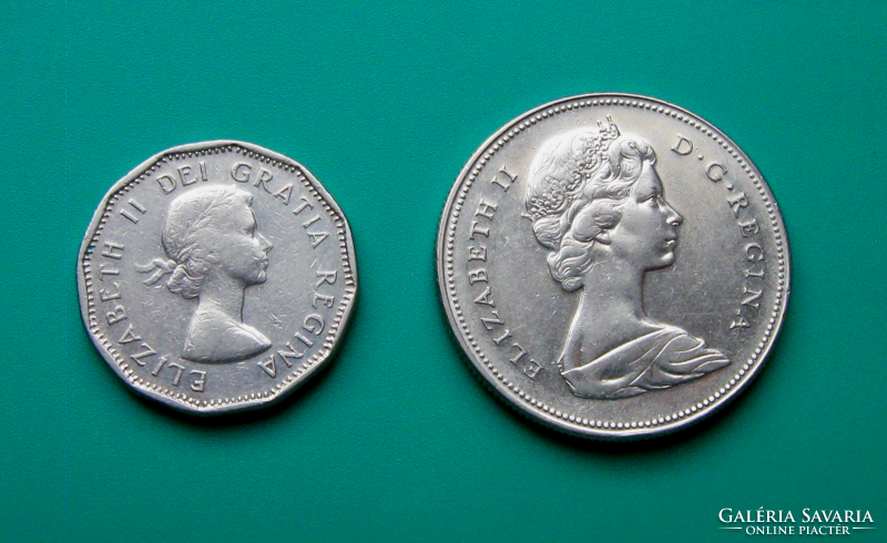 Kanada - 2 db-os Lot - 5 cent,1962 &  50 cent,1972  - II. Erzsébet királynő