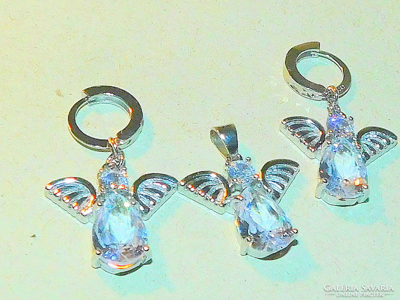 Winged angel crystal stone jewelry set
