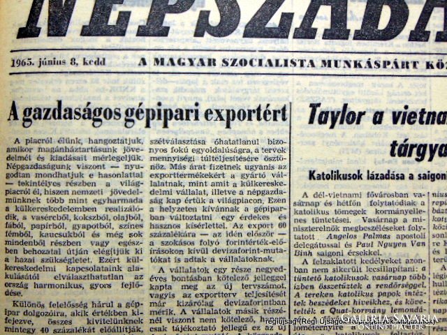 1965 június 8  /  NÉPSZABADSÁG  /  Régi ÚJSÁGOK KÉPREGÉNYEK MAGAZINOK Ssz.:  14861