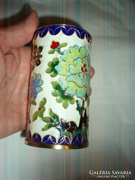 Vintage split enamel small vase.